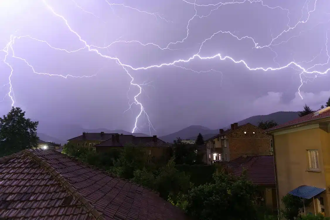 house under lightning