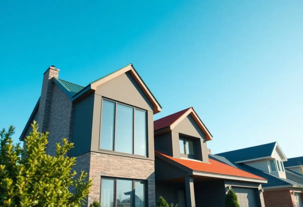 Modern house with a trendy roof color.
