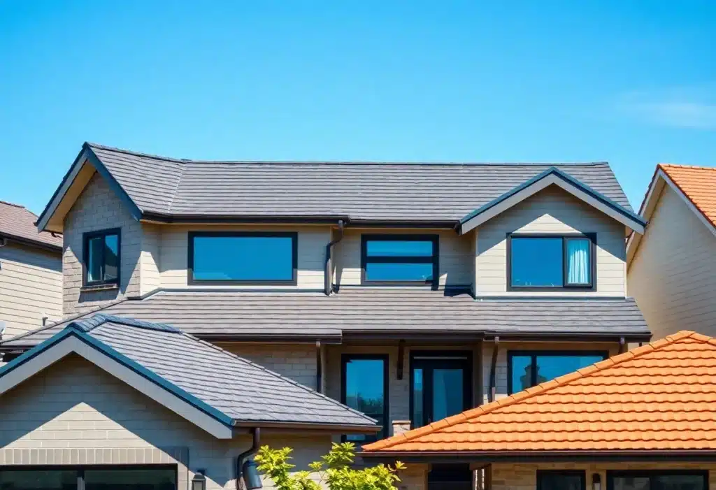 Colorful modern roof with trending 2025 colors.