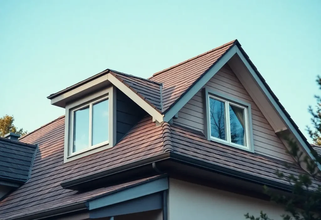 a low-pitched roof