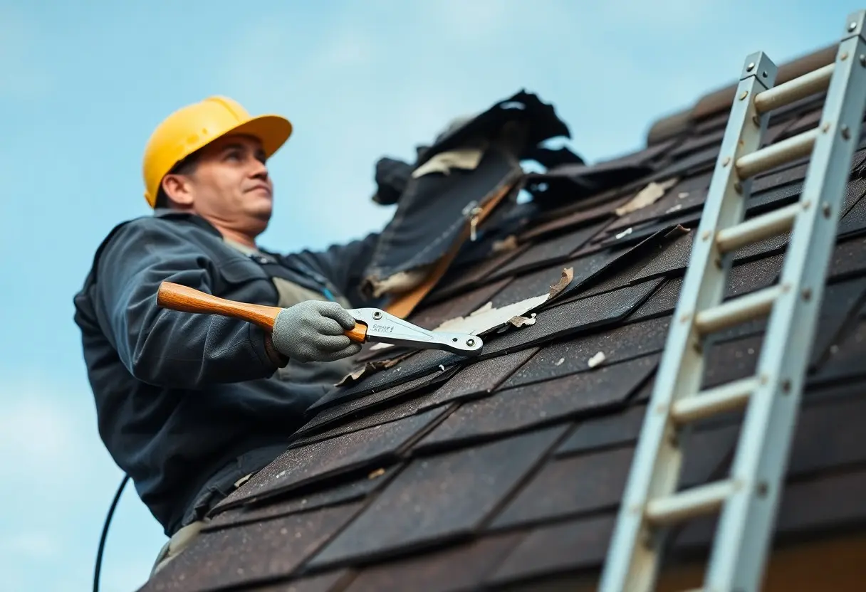a winnipeg roofer showing how to fix shingles that are torn, curling and damaged