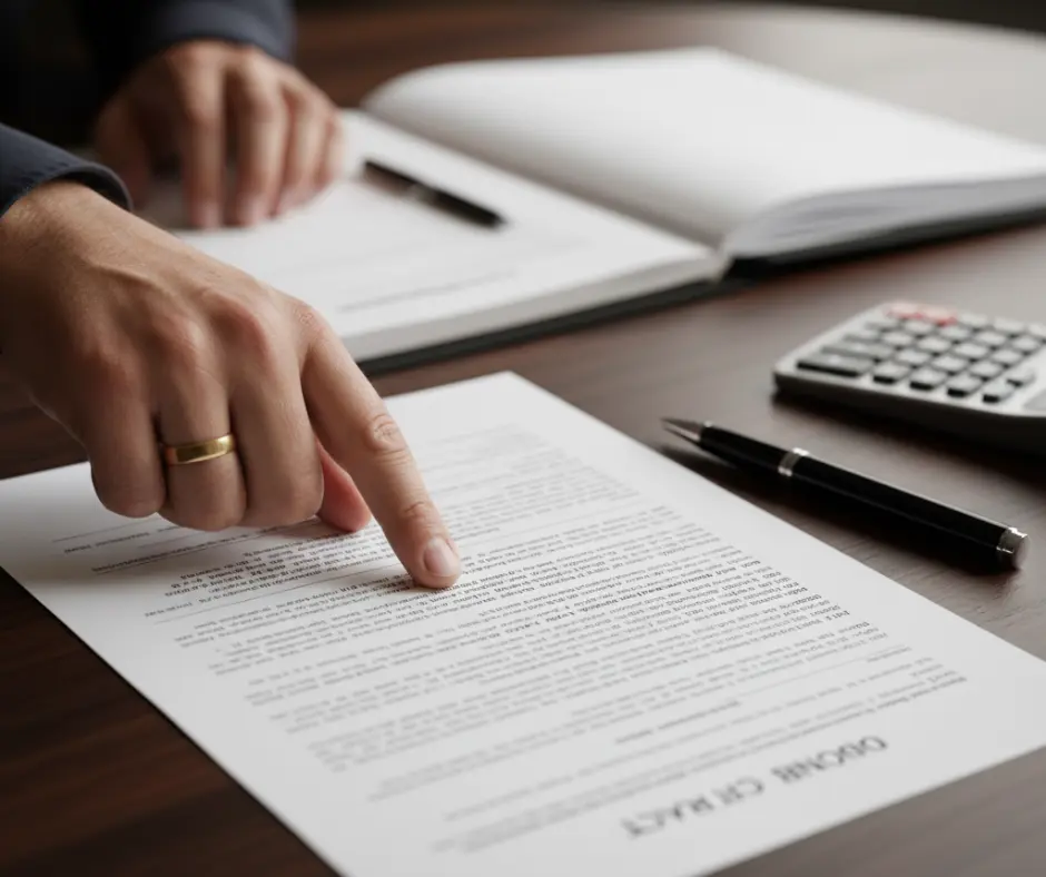 Reviewing roof quotes with calculator nearby