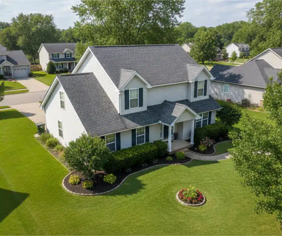 Spacious suburban home with landscaped yard